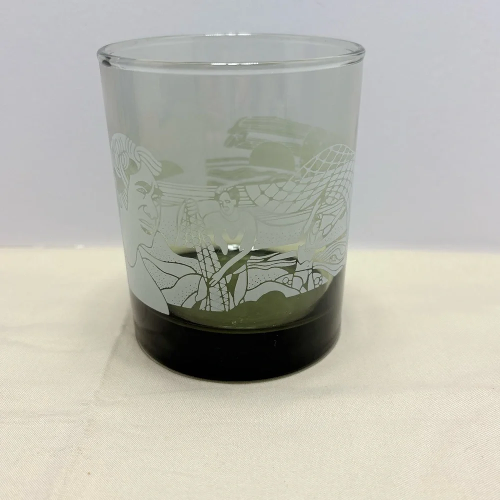 McDonald's Hawaiian Hawaii Black and Gray Glass Tumbler vintage collectible